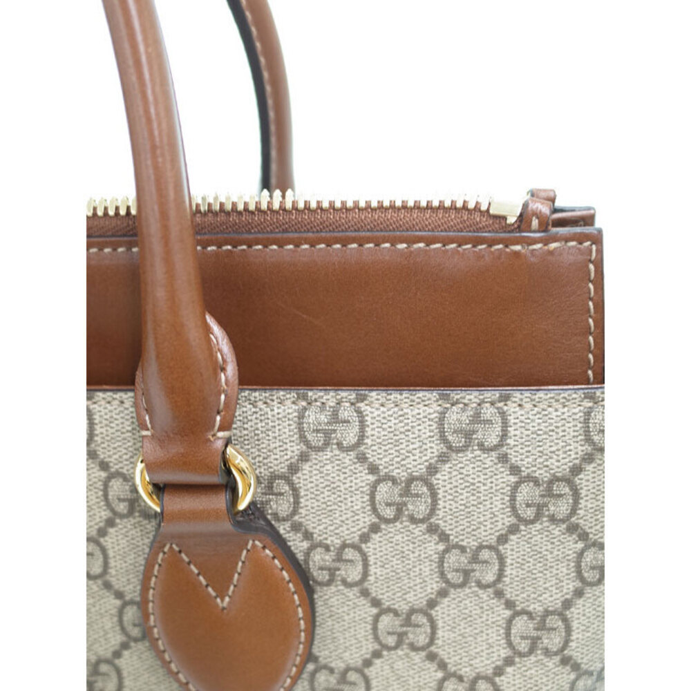 Gucci GG Supreme Monogram Moon Calfskin Zip Top 2way Tote Brown - Picture 4 of 9